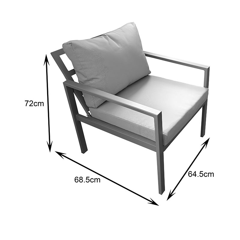Σαλόνι Gardenly pakoworld σετ 4τμχ αλουμίνιο σε απόχρωση cappuccino με μπεζ μαξιλάρια - Image 3