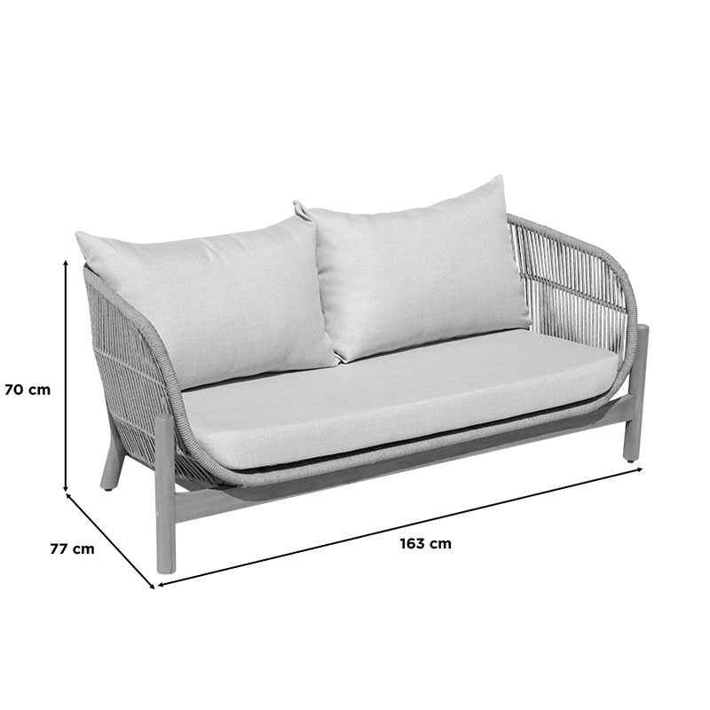 Καναπές 2θέσιος Verilan pakoworld μασίφ ξύλο ακακίας-ύφασμα σε φυσική-μπεζ απόχρωση 163x77x70εκ - Image 5