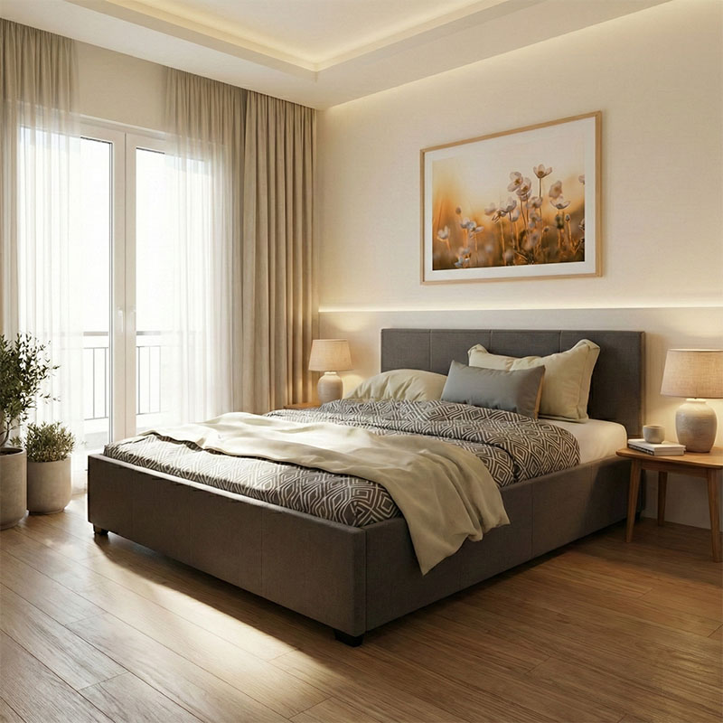 Κρεβάτι Norse pakoworld ύφασμα ανθρακί με αποθηκευτικό χώρο 160x200εκ - Image 2