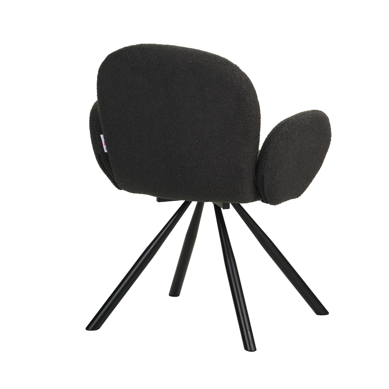 Πολυθρόνα Garzele Inart ανθρακί μπουκλέ ύφασμα-πόδι μαύρο μέταλλο 68x66x82.5εκ - Image 2