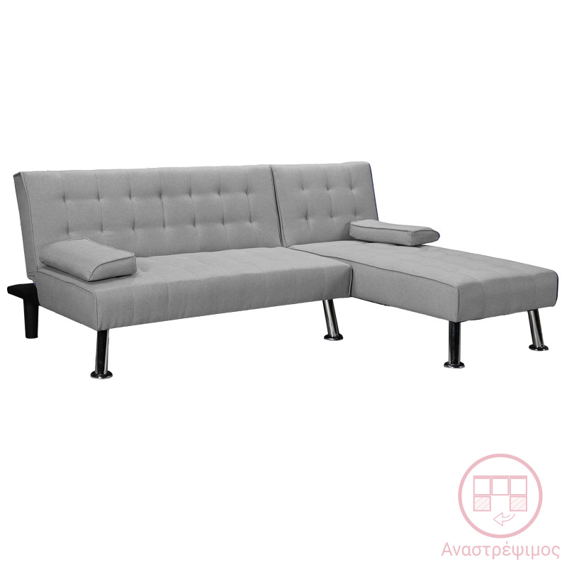 Γωνιακός καναπές-κρεβάτι αναστρέψιμος Brisk pakoworld γκρι ύφασμα 200x146x75εκ - Image 2