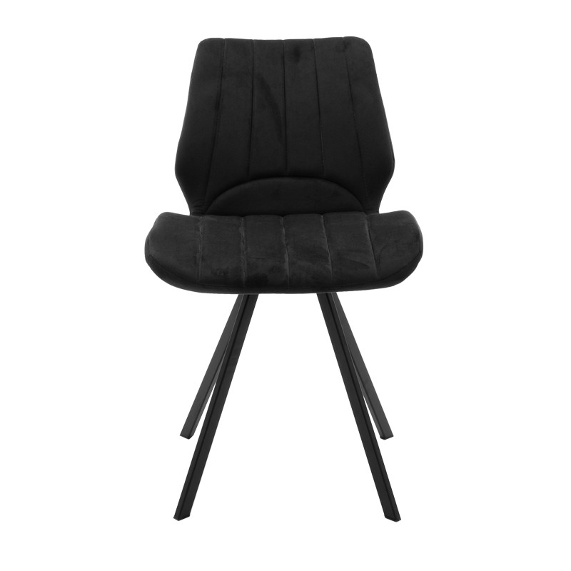Καρέκλα Sabia pakoworld βελούδο μαύρο-πόδι μαύρο μέταλλο 46x55x80εκ - Image 3
