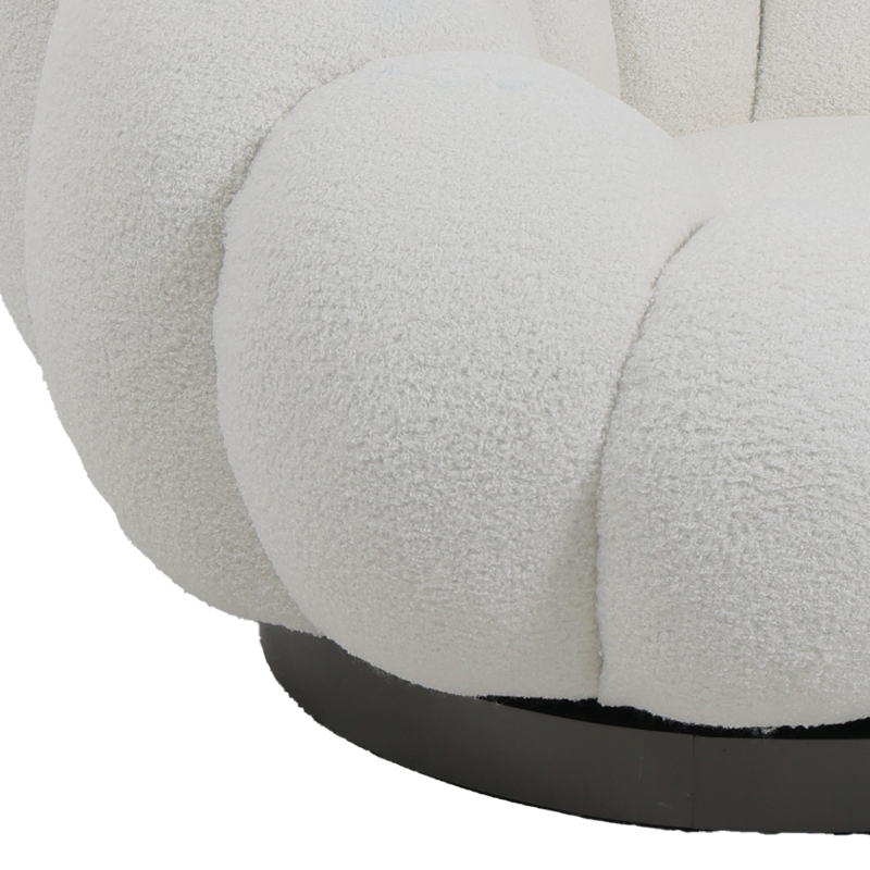 Πολυθρόνα περιστρεφόμενη Nester pakoworld μπουκλέ ύφασμα σε λευκό απόχρωση 98x97x69εκ - Image 3