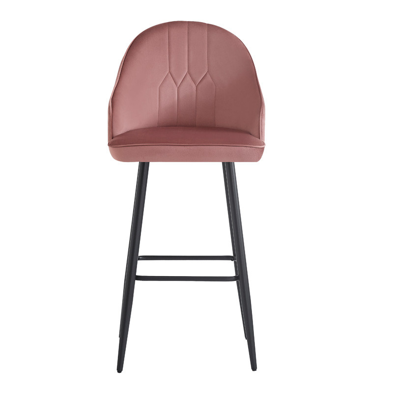 Σκαμπό μπαρ Velva pakoworld βελούδο σε σάπιο μήλο απόχρωση 46x45x113εκ - Image 2