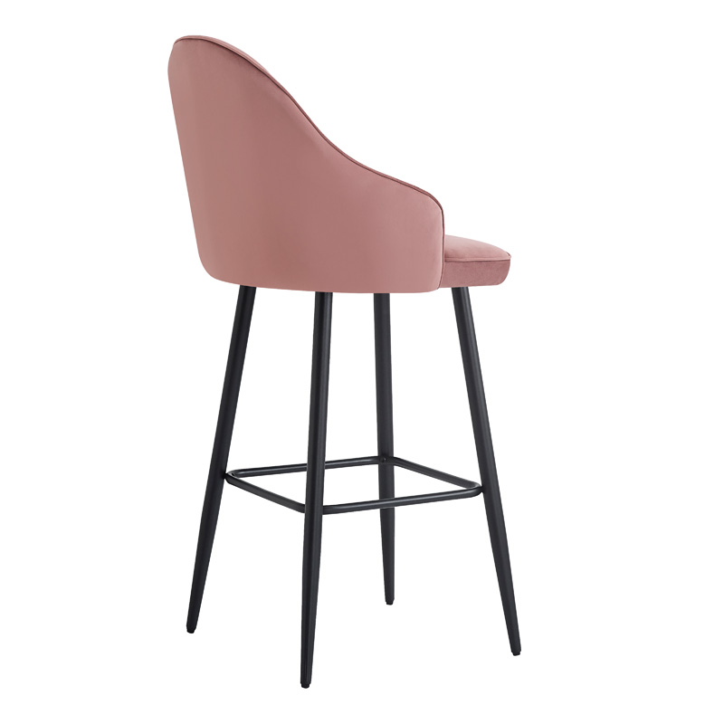 Σκαμπό μπαρ Velva pakoworld βελούδο σε σάπιο μήλο απόχρωση 46x45x113εκ - Image 3