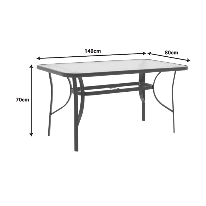 Τραπέζι Ensure pakoworld μέταλλο καφέ-γυαλί 140x80x70εκ - Image 5