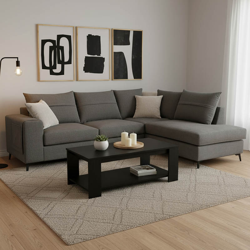 Γωνιακός καναπές αριστερή γωνία Montana pakoworld ποντικί ύφασμα με μαξιλάρια σε απόχρωση ανοιχτό γκρι 275x215x93εκ - Image 2