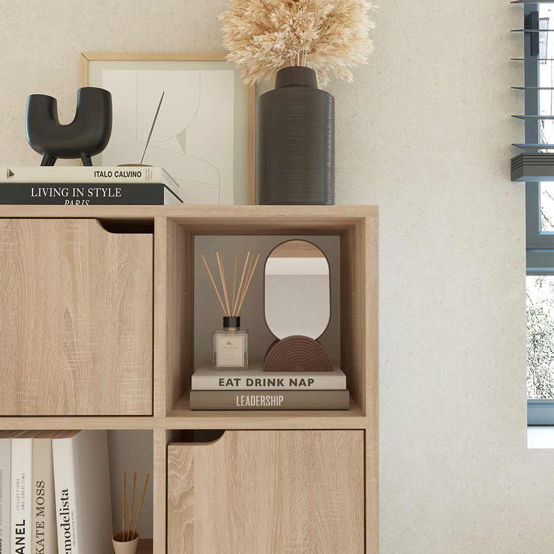 Βιβλιοθήκη Bookel pakoworld μελαμίνης σε sonoma απόχρωση 59.5x27.5x89εκ - Image 4