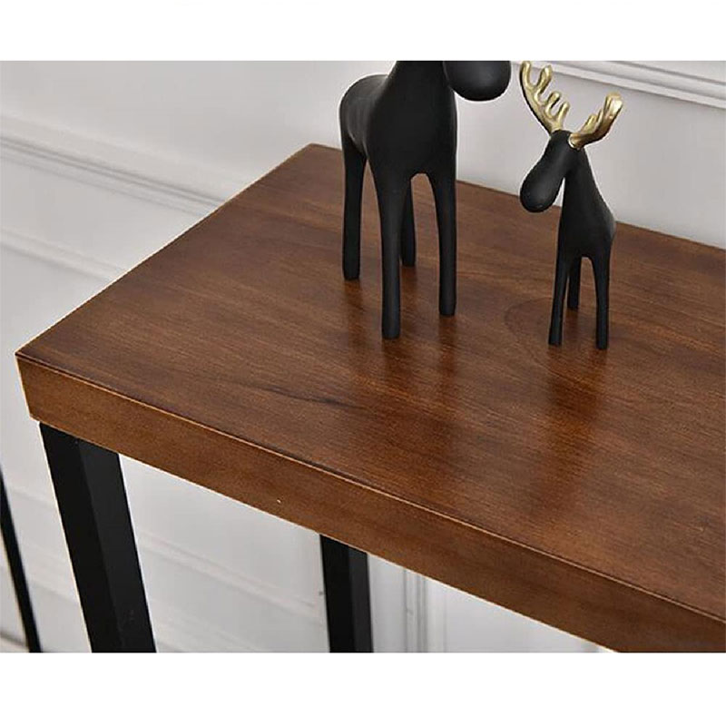 Κονσόλα Nore pakoworld φυσικό ξύλο 35mm καρυδί-μαύρο 79x29x85εκ - Image 3