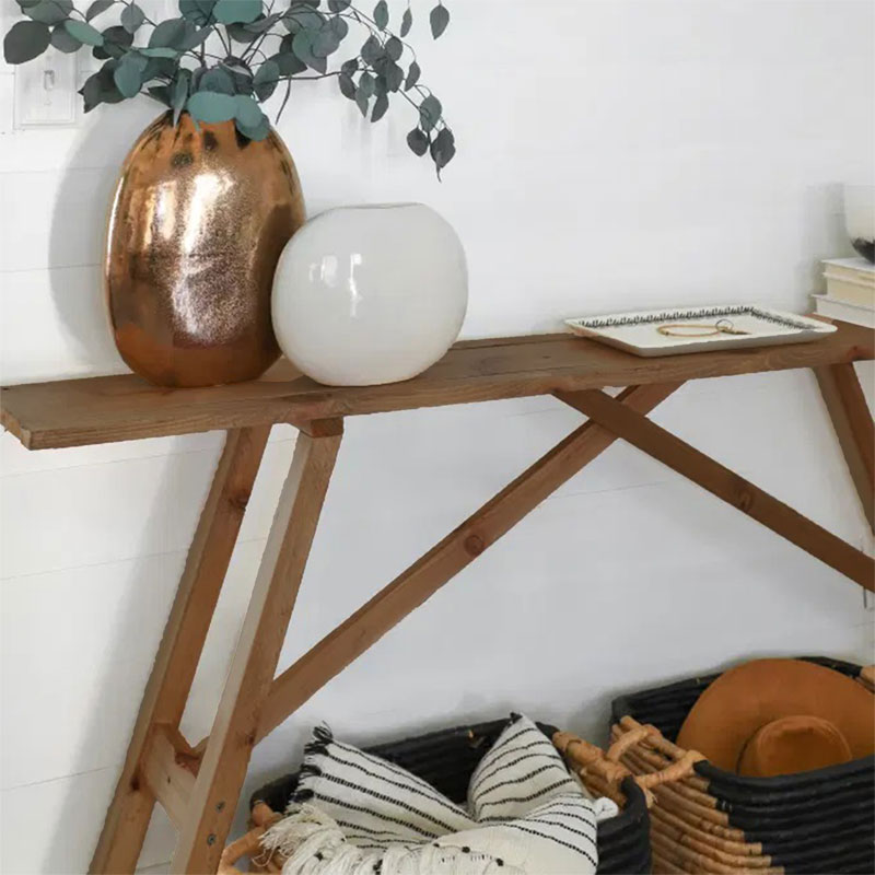 Κονσόλα Roosevelt pakoworld καρυδί ξύλο πεύκου 35mm καρυδί 119x29x80εκ - Image 4