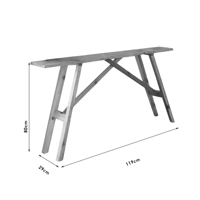 Κονσόλα Roosevelt pakoworld καρυδί ξύλο πεύκου 35mm καρυδί 119x29x80εκ - Image 5
