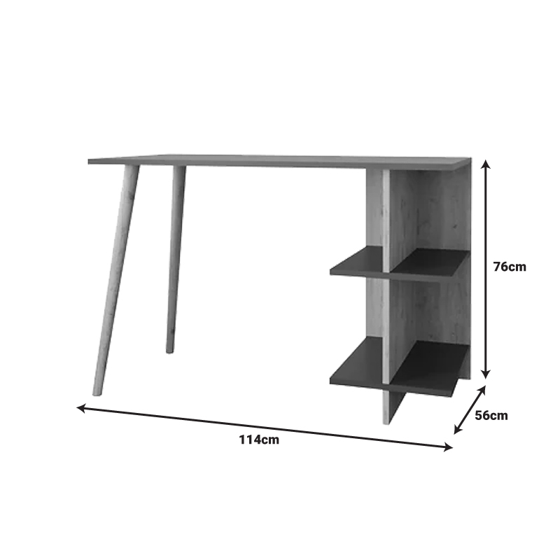 Γραφείο εργασίας Volet pakoworld σε oak- ανθρακί απόχρωση 114x56x76εκ - Image 3