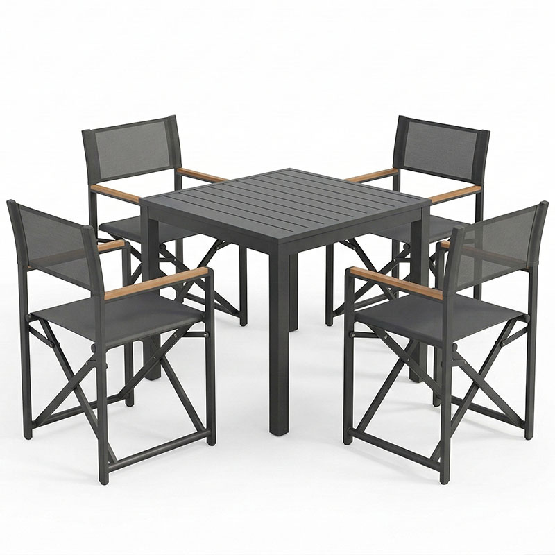 Τραπεζαρία Kliton-Mabu σετ 5τεμ pakoworld αλουμίνιο σε ανθρακί απόχρωση 80x80x74εκ - Image 2