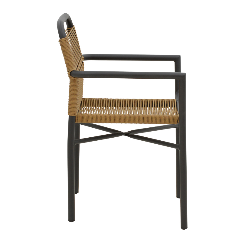 Τραπεζαρία Clutch -Kliton B σετ 7τεμ pakoworld ανθρακί αλουμίνιο και pe rattan σε φυσική απόχρωση150x80x74εκ - Image 4