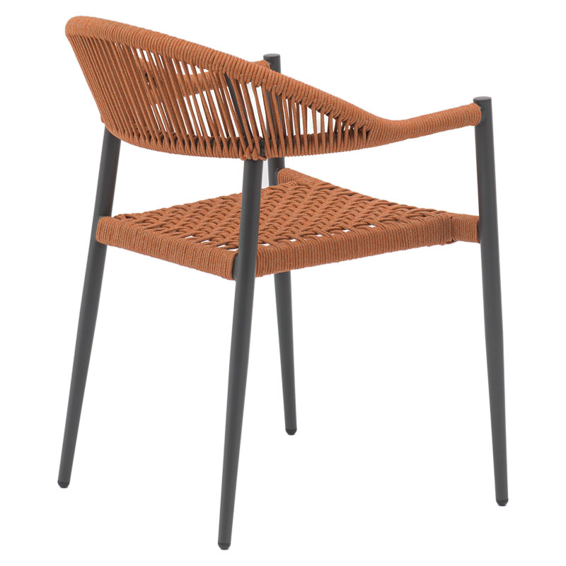 Πολυθρόνα Freiburg pakoworld αλουμίνιο μαύρο-σχοινί φυσικό-κεραμιδί - Image 4