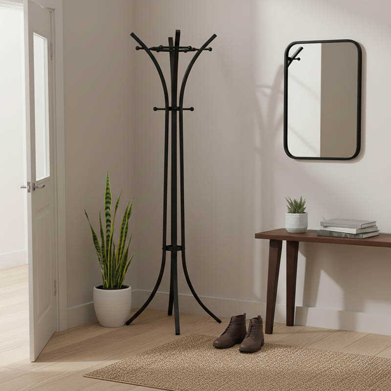 Καλόγερος ρούχων Zensine pakoworld μέταλλο σε μαύρη απόχρωση 51x63x175εκ - Image 2