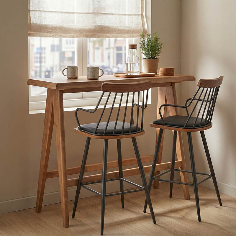 Τραπέζι Bar Winslow pakoworld ξύλο rubberwood ανοικτό καρυδί 120x45x100εκ - Image 2