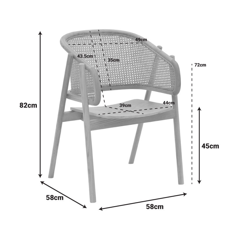 Πολυθρόνα Wenzy pakoworld φυσικό Rattan - μασίφ ξύλο toon 58x58x82εκ - Image 2