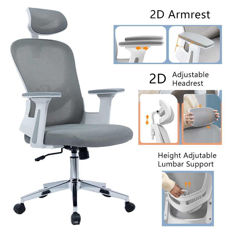 Καρέκλα γραφείου διευθυντή Ignatius pakoworld mesh ανοιχτό γκρι - Image 3