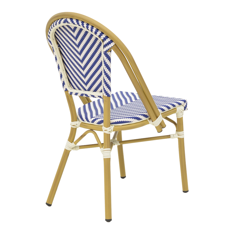 Καρέκλα Uamrin pakoworld στοιβαζόμενη φυσικό αλουμίνιο-λευκό και μπλε pe rattan 46x57x85εκ - Image 3