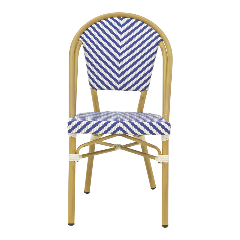 Καρέκλα Uamrin pakoworld στοιβαζόμενη φυσικό αλουμίνιο-λευκό και μπλε pe rattan 46x57x85εκ - Image 5