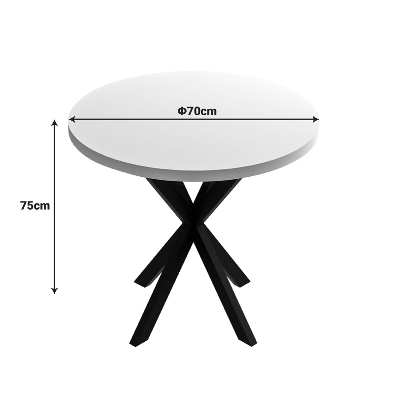 Τραπέζι Kalipso pakoworld μελαμίνη σε φυσική απόχρωση και μαύρο μεταλλικό πόδι Φ70x75εκ - Image 4