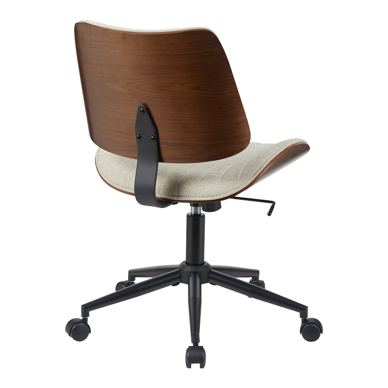 Καρέκλα γραφείου εργασίας Amani pakoworld ξύλο σε καρυδί με μπεζ ύφασμα 52x54x90.5εκ - Image 2