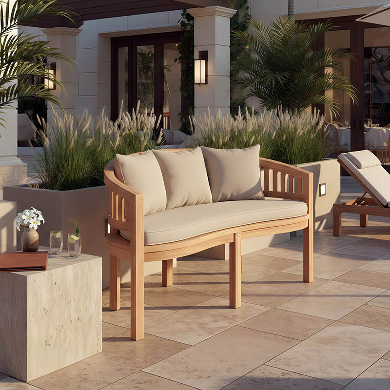 Καναπές τριθέσιος Coren pakoworld φυσικό teak ξύλο 150x61x87εκ - Image 2