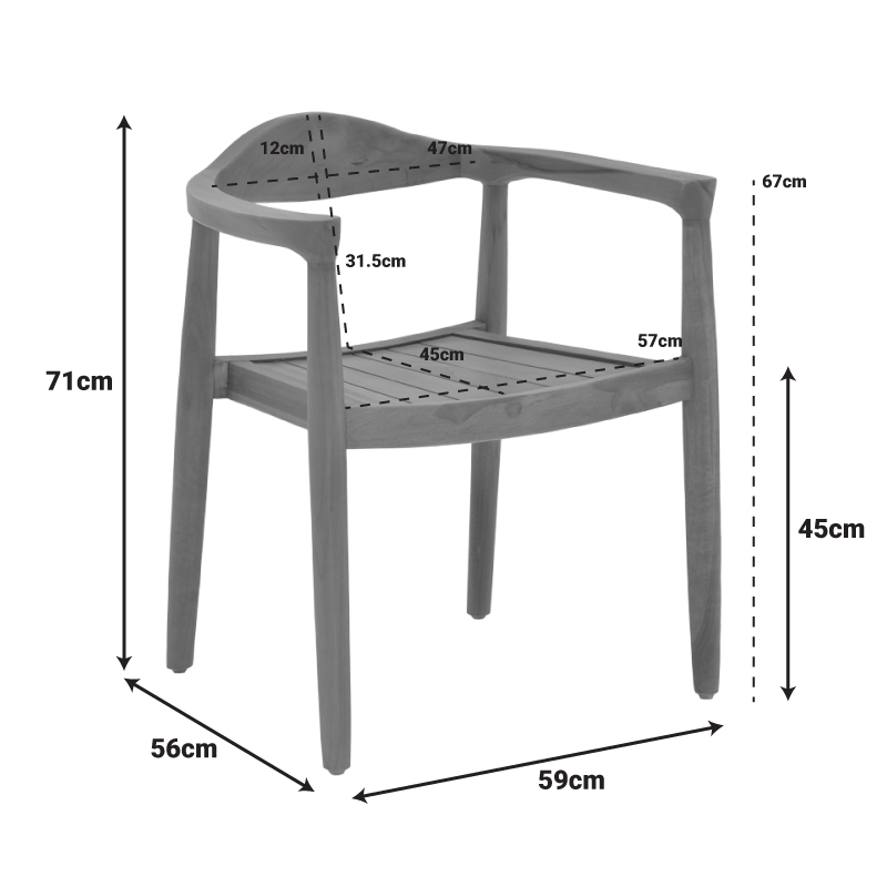 Πολυθρόνα Ganny pakoworld teak ξύλο σε φυσική απόχρωση 59x56x71εκ - Image 3