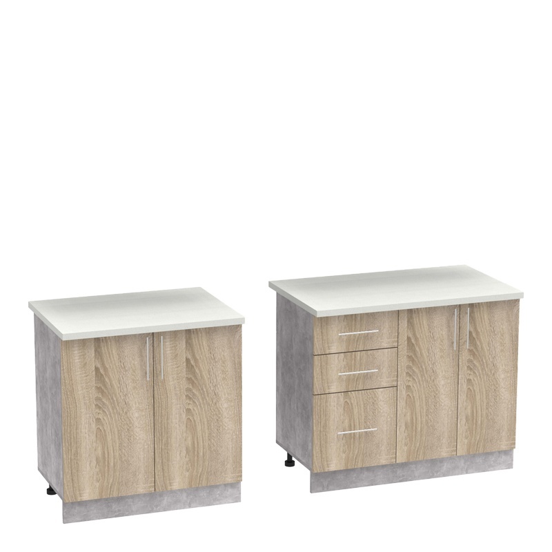 Σύνθεση κουζίνας Festa V pakoworld μελαμίνη σε sonoma απόχρωση και πάγκο σε ανοιχτό γκρι 180x60x85εκ - Image 3