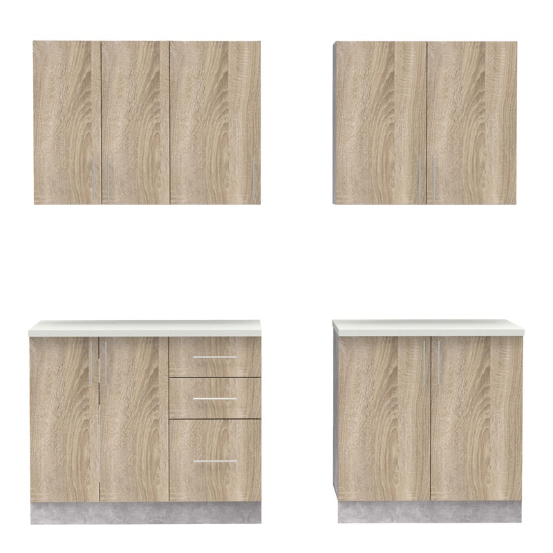 Σύνθεση κουζίνας Festa V pakoworld μελαμίνη σε sonoma απόχρωση και πάγκο σε ανοιχτό γκρι 180x60x85εκ - Image 5