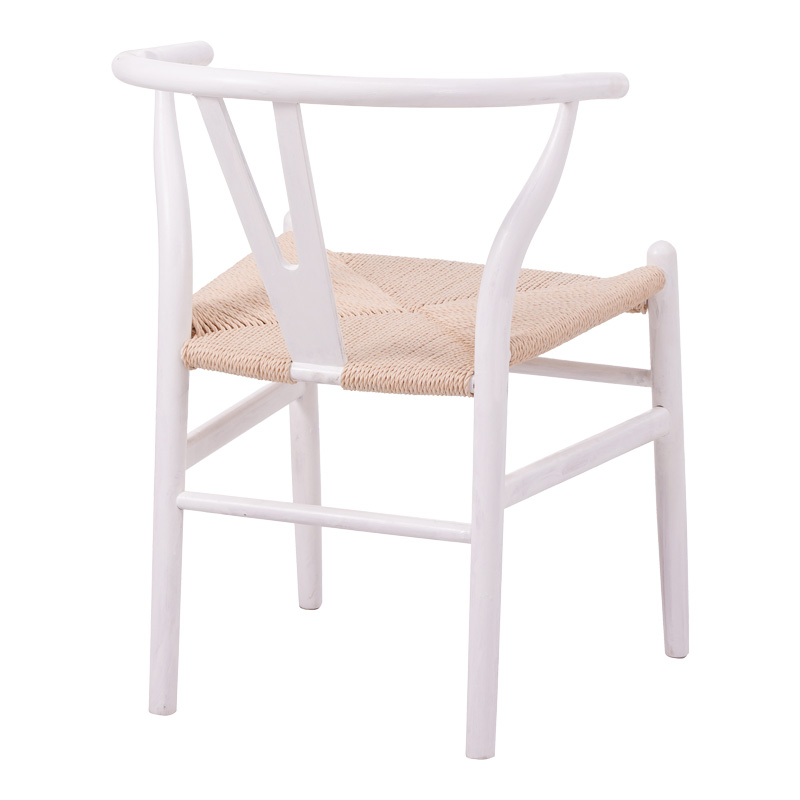 Καρέκλα Wishbone pakoworld rubberwood-σχοινί σε λευκή απόχρωση 53.5x57x74εκ - Image 3