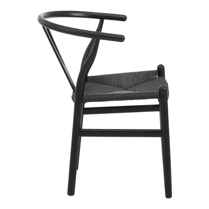 Καρέκλα Wishbone pakoworld rubberwood-σχοινί σε μαύρη απόχρωση 53.5x57x74εκ - Image 3