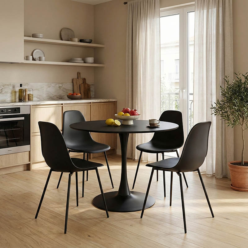 Tραπέζι Balou pakoworld mdf σε μαύρη απόχρωση Φ100x73εκ - Image 2