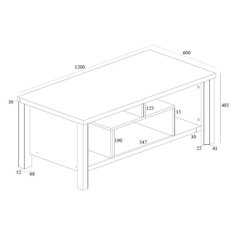 Τραπέζι σαλονιού Tracy pakoworld λευκό-γκρι 120x60x48.5εκ - Image 4