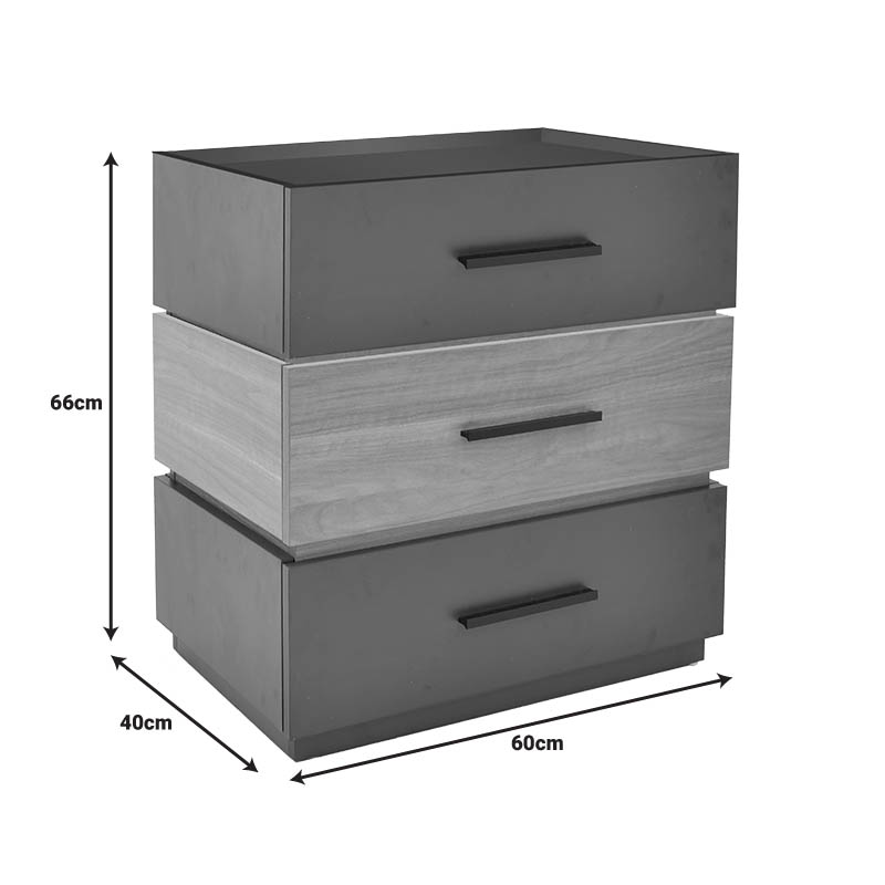 Κομοδίνο Sonlen pakoworld mdf σε sonoma-ανθρακί απόχρωση 60x40x66εκ - Image 4