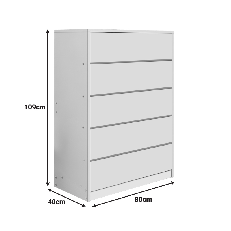 Συρταριέρα Kuanger pakoworld mdf σε λευκή απόχρωση 80x40x109εκ - Image 3