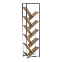 Βιβλιοθήκη Orunta pakoworld oak- μαύρο μέταλλο 40x26.5x150εκ
