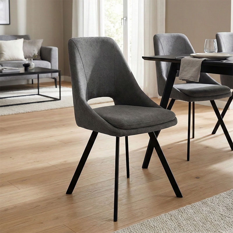 Καρέκλα Initiate pakoworld ανθρακί ύφασμα-πόδι μαύρο μέταλλο 48x57x85εκ - Image 2