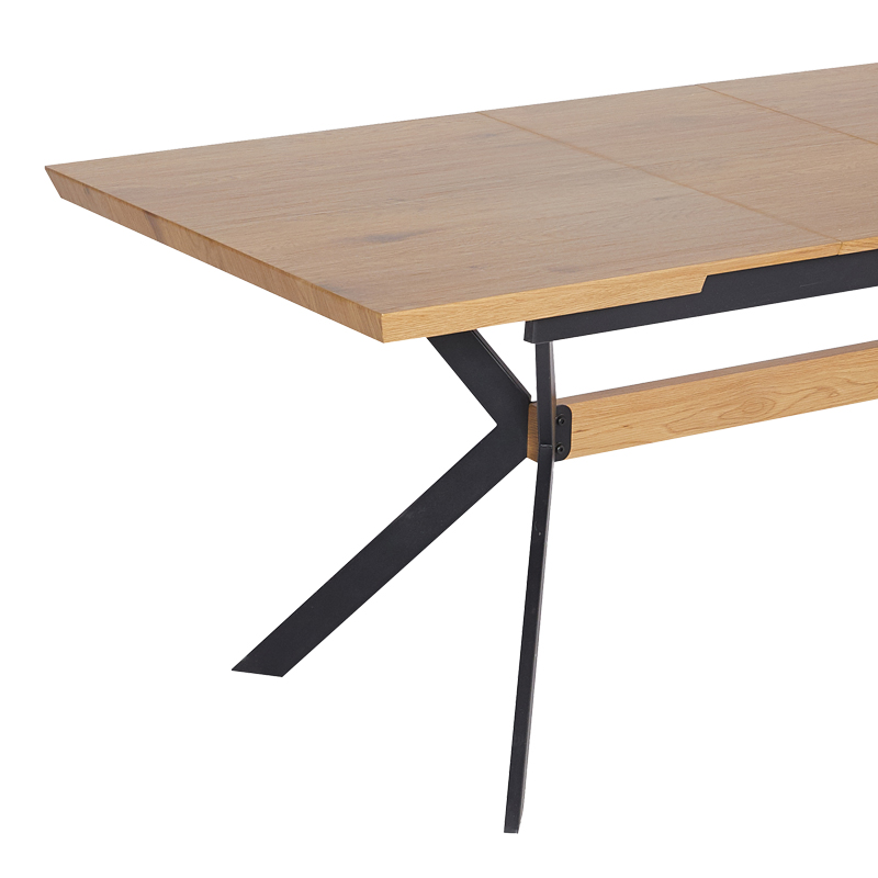 Τραπέζι Jessamy pakoworld επεκτεινόμενο MDF 43mm σε φυσική απόχρωση και πόδι μεταλλικό μαύρο 160/200x90x76εκ - Image 3