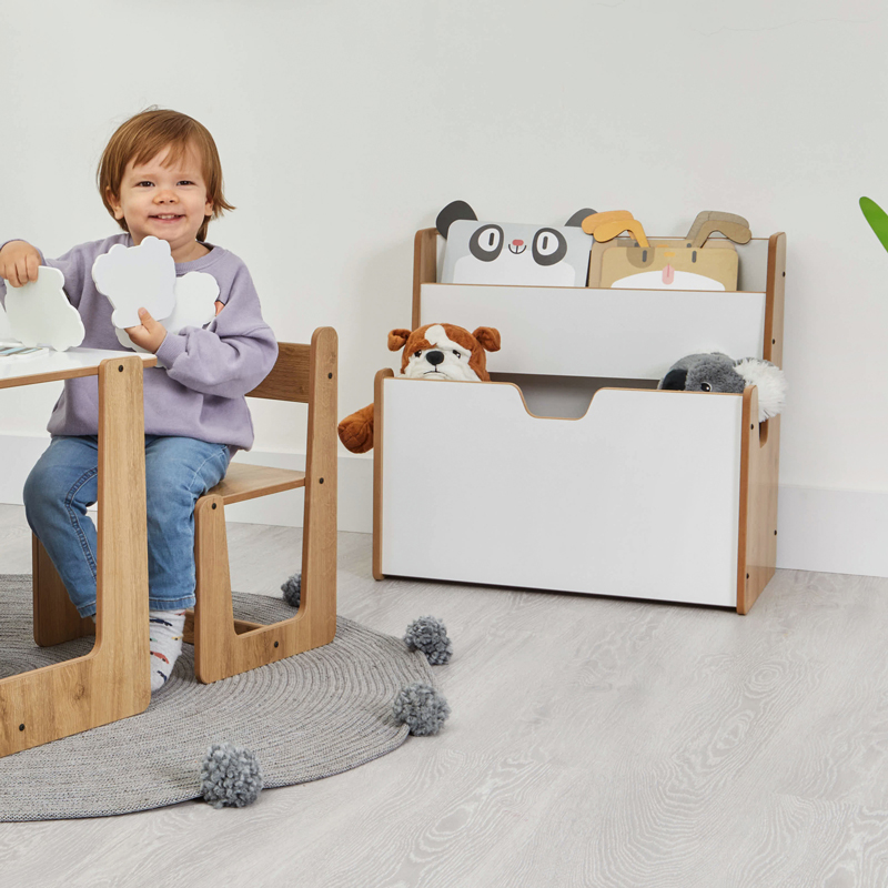 Ραφιέρα Crane pakoworld φυσικό-λευκό mdf 57x34x55εκ - Image 2