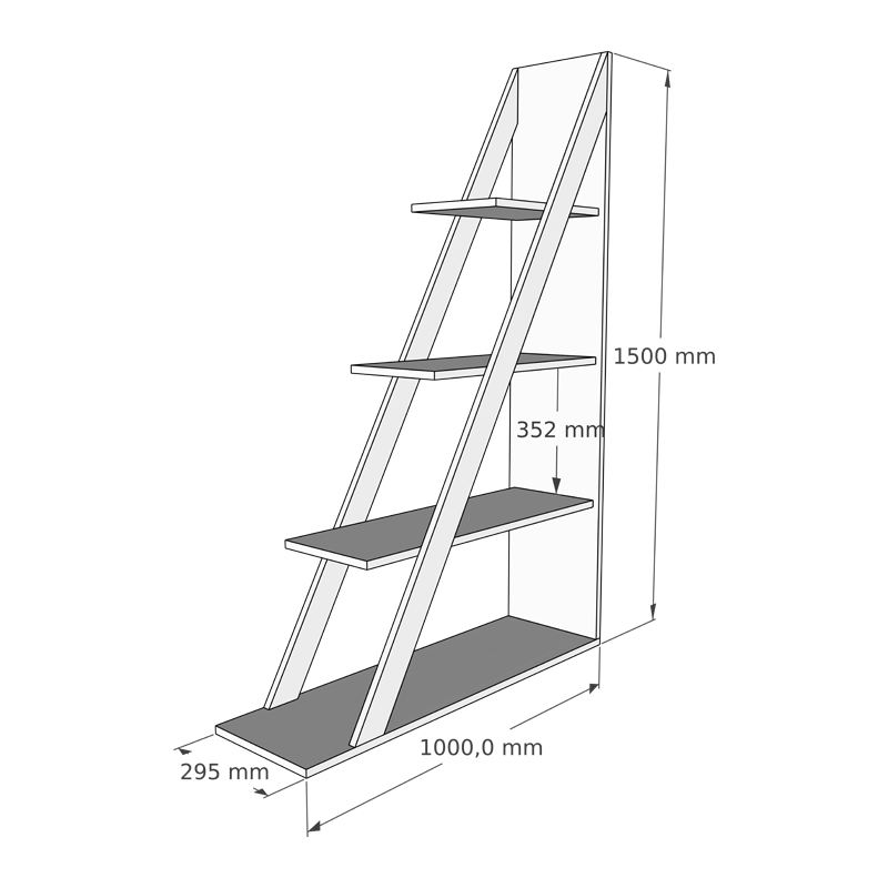 Βιβλιοθήκη Quina pakoworld σε ανθρακί απόχρωση 100x30x150εκ - Image 4