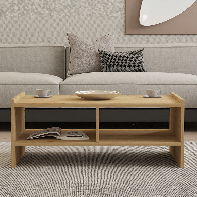 Τραπέζι σαλονιού Tiena pakoworld σε oak απόχρωση 90x50x35εκ - Image 4