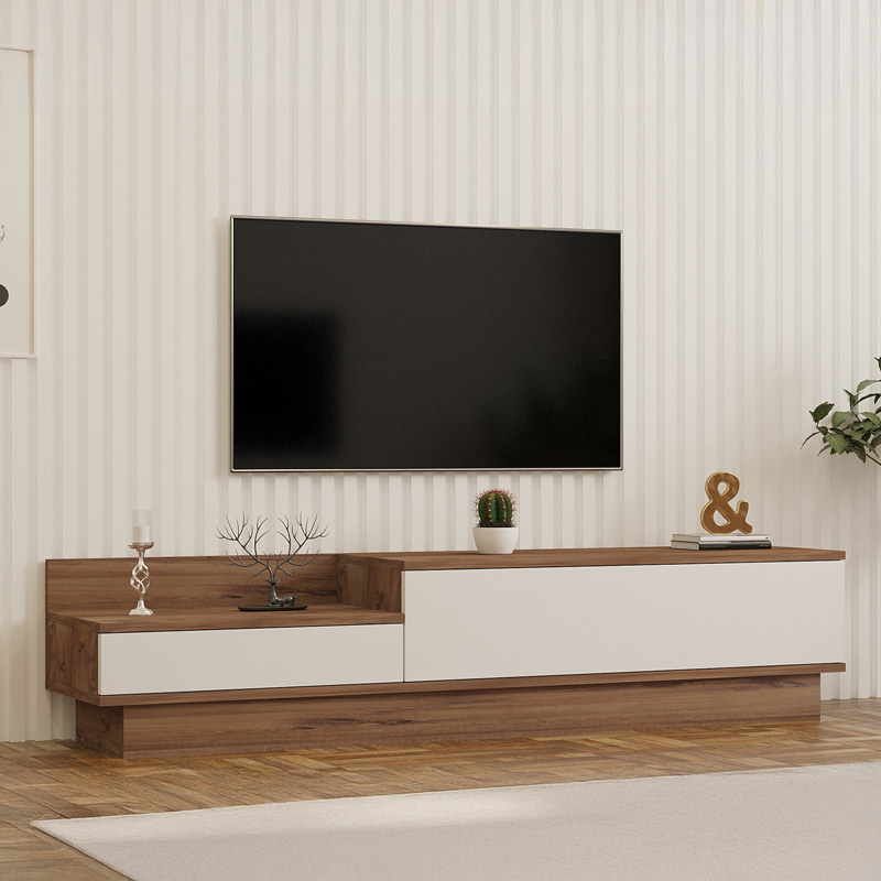 Έπιπλο τηλεόρασης Eclipse pakoworld σε κρεμ-oak απόχρωση 160x35x35εκ - Image 2