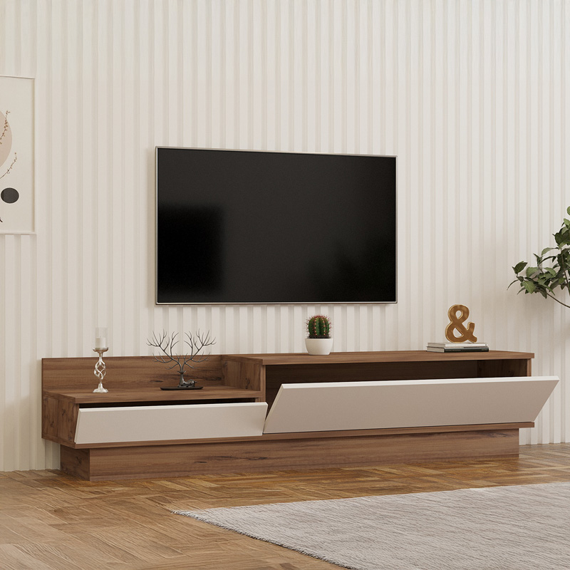 Έπιπλο τηλεόρασης Eclipse pakoworld σε κρεμ-oak απόχρωση 160x35x35εκ - Image 3