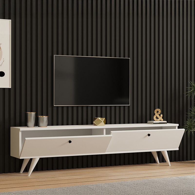 Έπιπλο τηλεόρασης Jate pakoworld σε λευκή απόχρωση 160x25x40εκ - Image 3