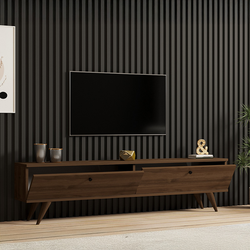Έπιπλο τηλεόρασης Jate pakoworld σε καρυδί απόχρωση 160x25x40εκ - Image 3
