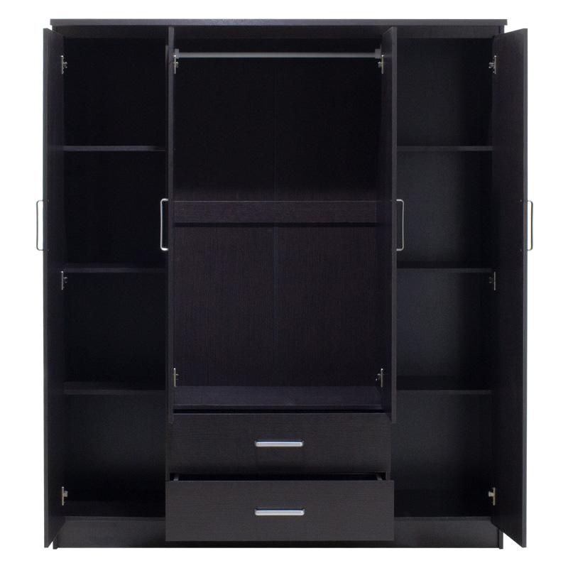 Ντουλάπα ρούχων τετράφυλλη OLYMPUS pakoworld χρώμα wenge 159x57x183εκ - Image 4