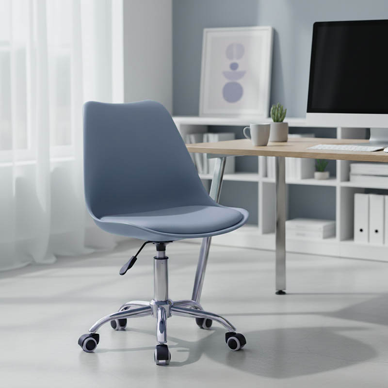 Καρέκλα γραφείου εργασίας Gaston II pakoworld pp-pu σε απόχρωση ανοιχτό μπλε 48x57x77-90εκ - Image 2