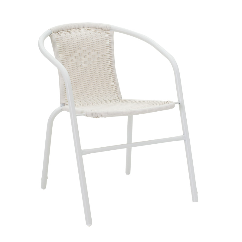 Τραπεζαρία Watson-Obbi pakoworld σετ 3τεμ μέταλλο λευκό- γυαλί 70x70x70εκ - Image 3